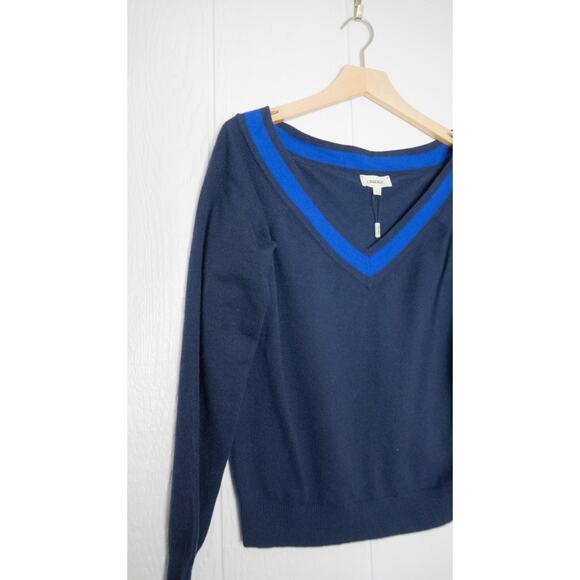 L'AGENCE 'Antoinette' V-Neck Varsity Blue Sweater LARGE NWT $295 - Picture 7 of 12